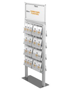 Stojak na ulotki z 8 kieszeniami na ulotki A4 A5 i DL oraz Logo na górze