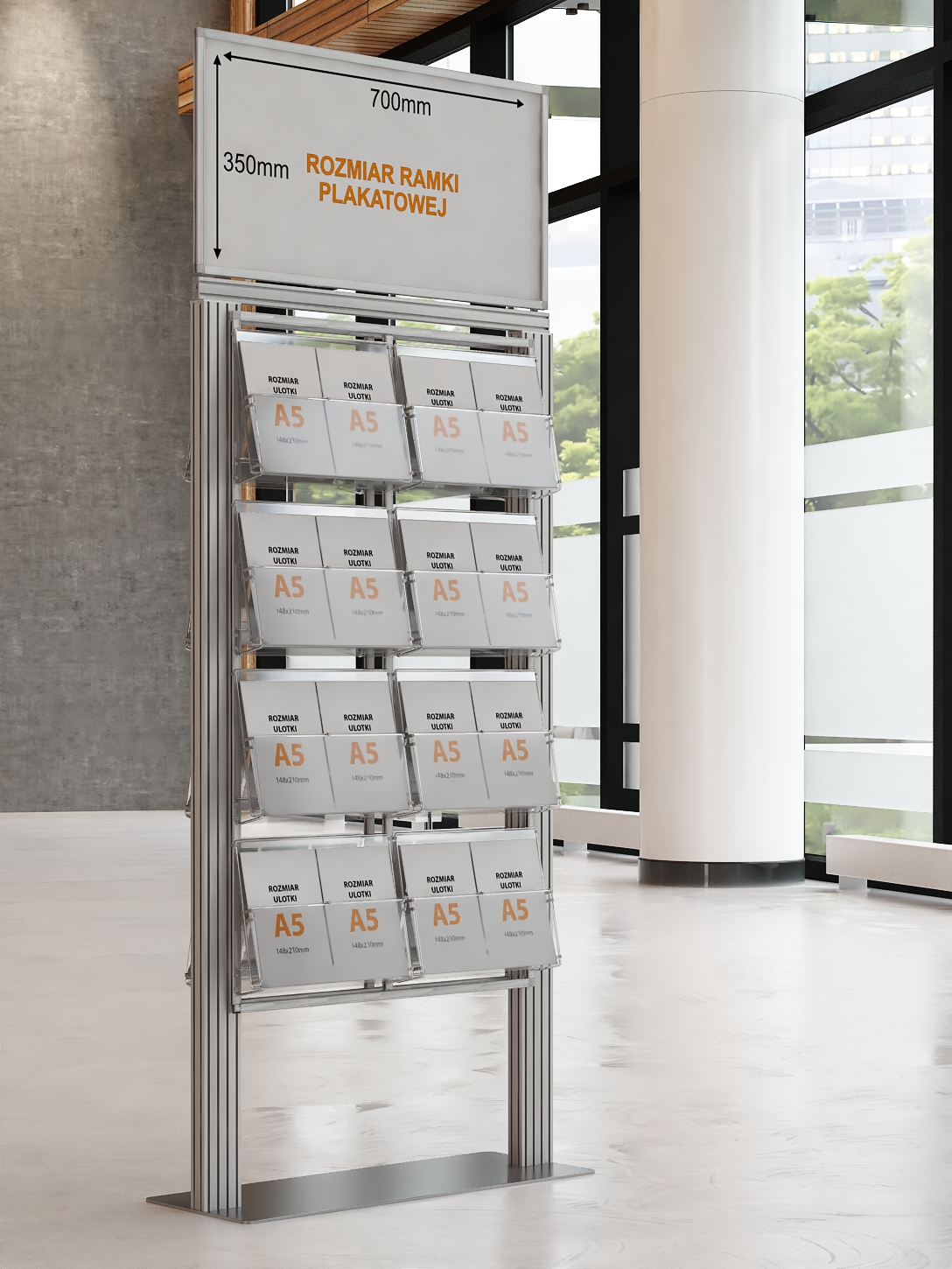 Dwustronny stojak na ulotki A4 A5 i DL