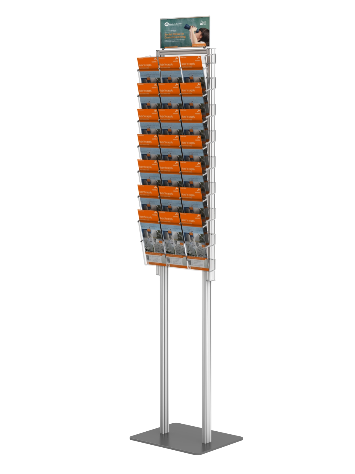 Składany stojący prezenter z 5 kieszeniami A4 i logo w formacie DL pomieści ulotki A4 A5 i DL