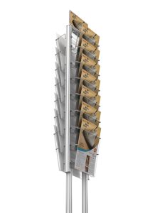 Składany stojący prezenter z 14 kieszeniami A4 i logo w formacie DL - dwustronny