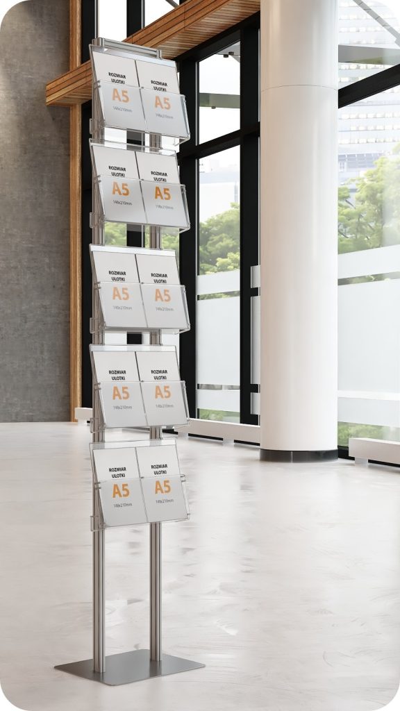 Stojak na ulotki A4 A5 i DL 5 kieszeni na ulotki