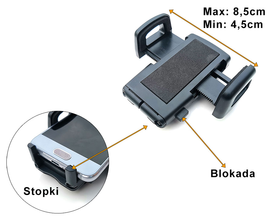 Uchwyt na telefon opis wymiarów