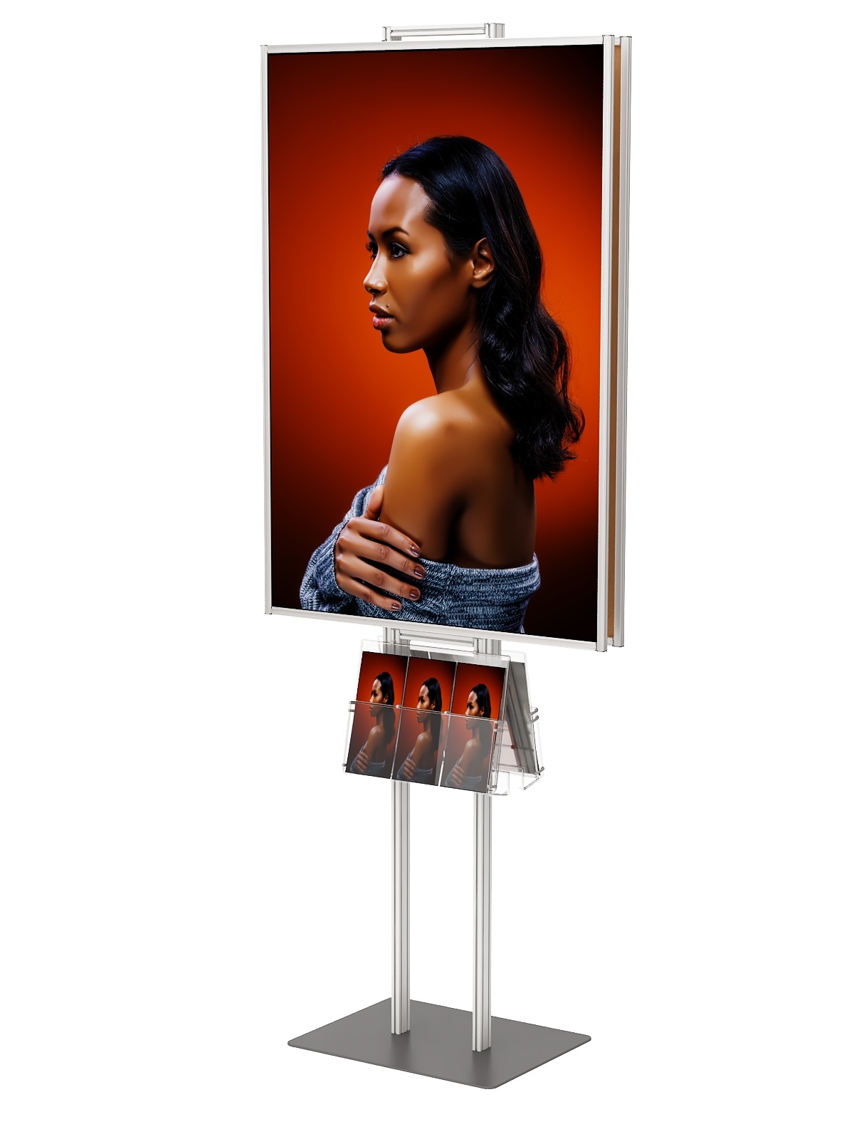 Dwustronny składany ekspozytor 2 x B1 707x1000mm na ulotki A4 A5 i DL