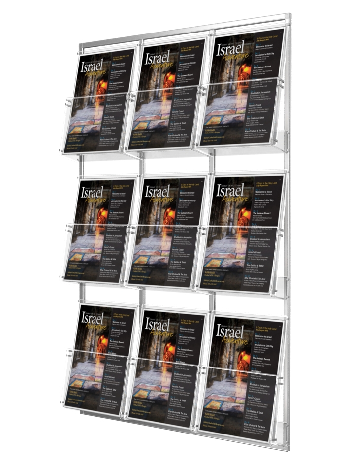 Prezenter ulotek A4 do zamocowania na ścianę 9 kieszeni