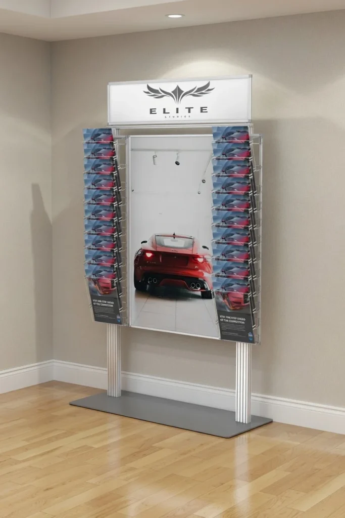 Stojak na ulotki z plakatem