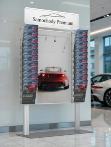 Stojak na ulotki z plakatem B1 + 20 kieszeni na ulotki A4 pionowo + i TOPER Art.09981