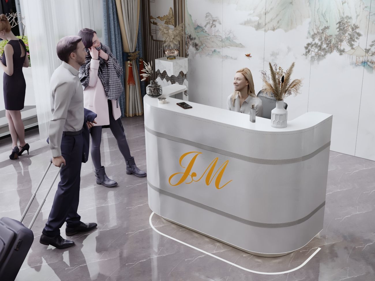 lada recepcyjna z oświetleniem