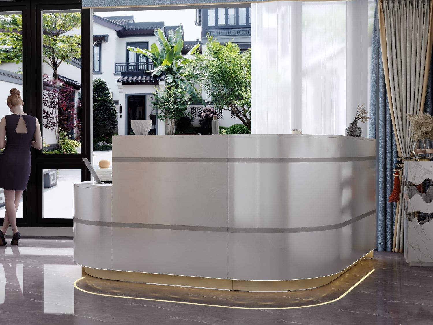 Recepcja do salonu z wizualizacją 3D