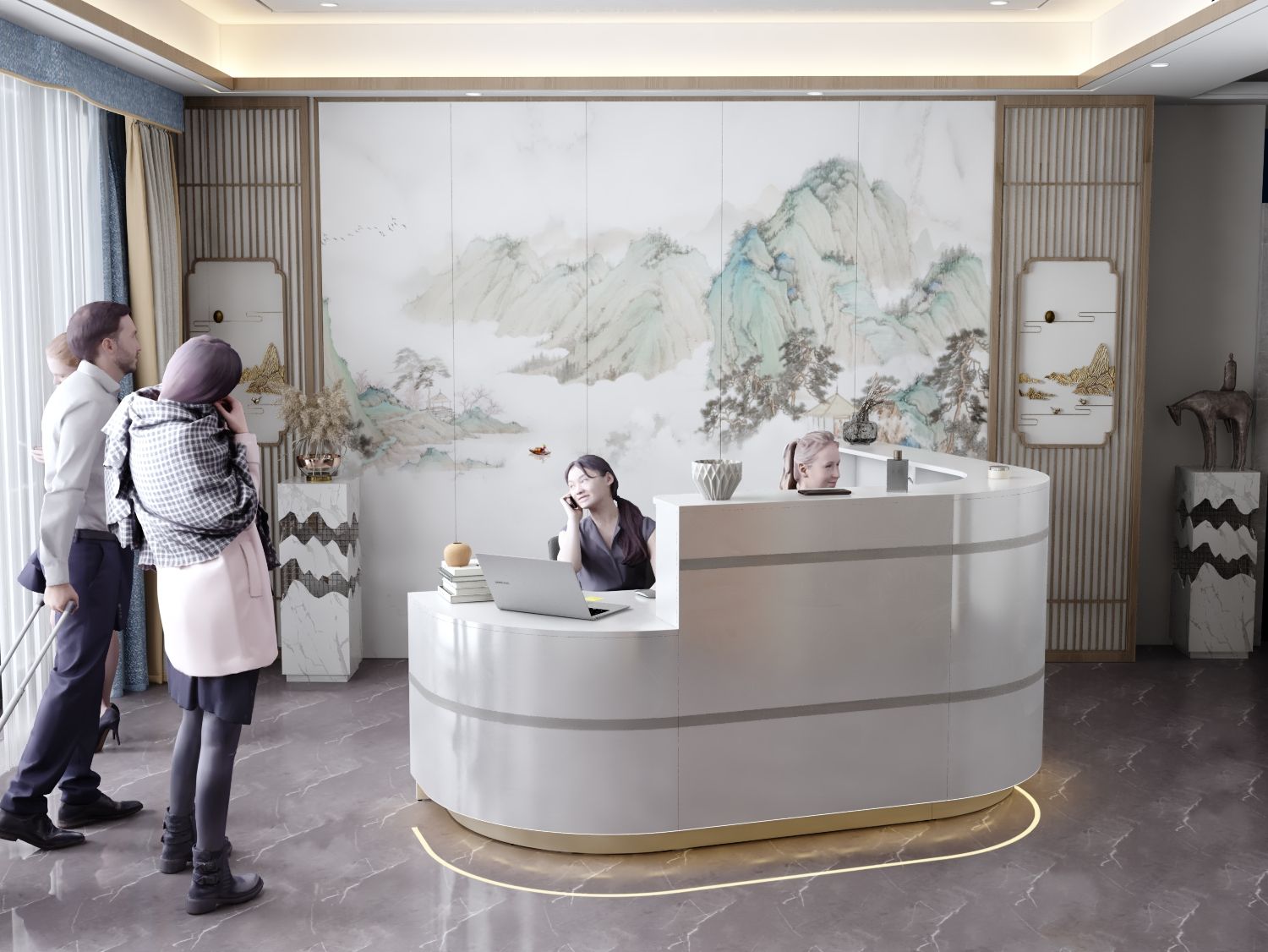 Recepcja do salonu z wizualizacją 3D