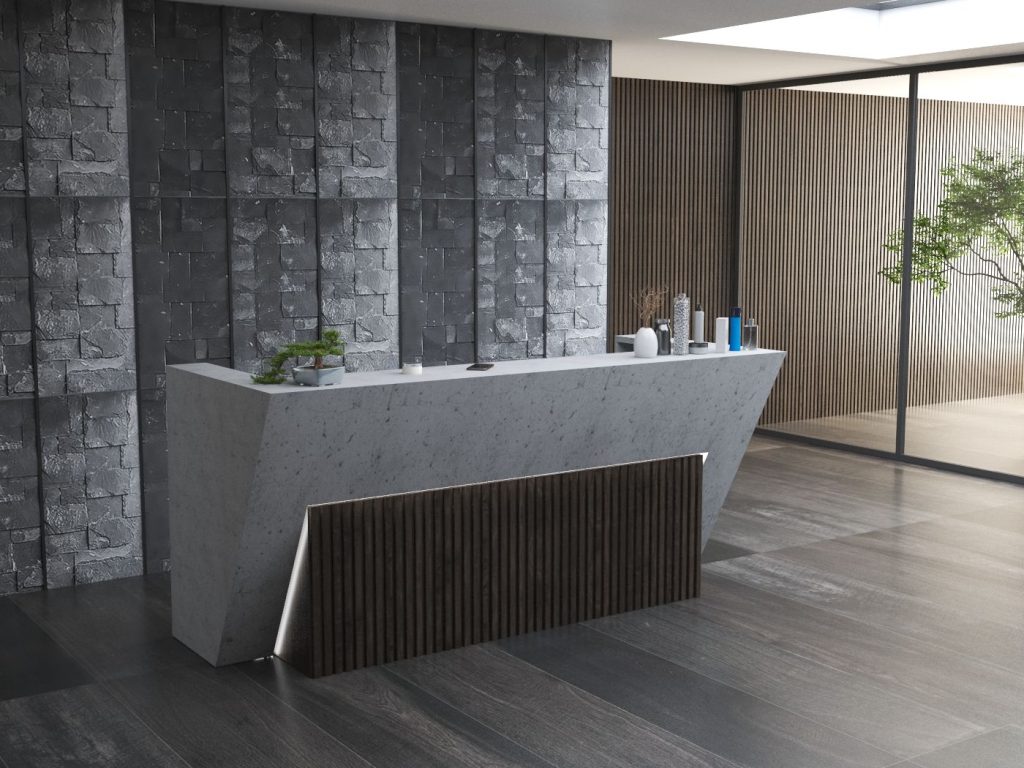 lada recepcyjna z oświetleniem