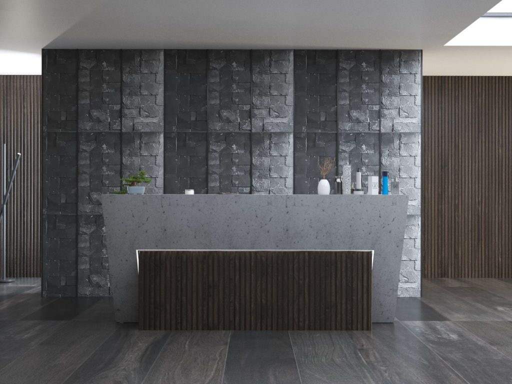 lada recepcyjna z oświetleniem