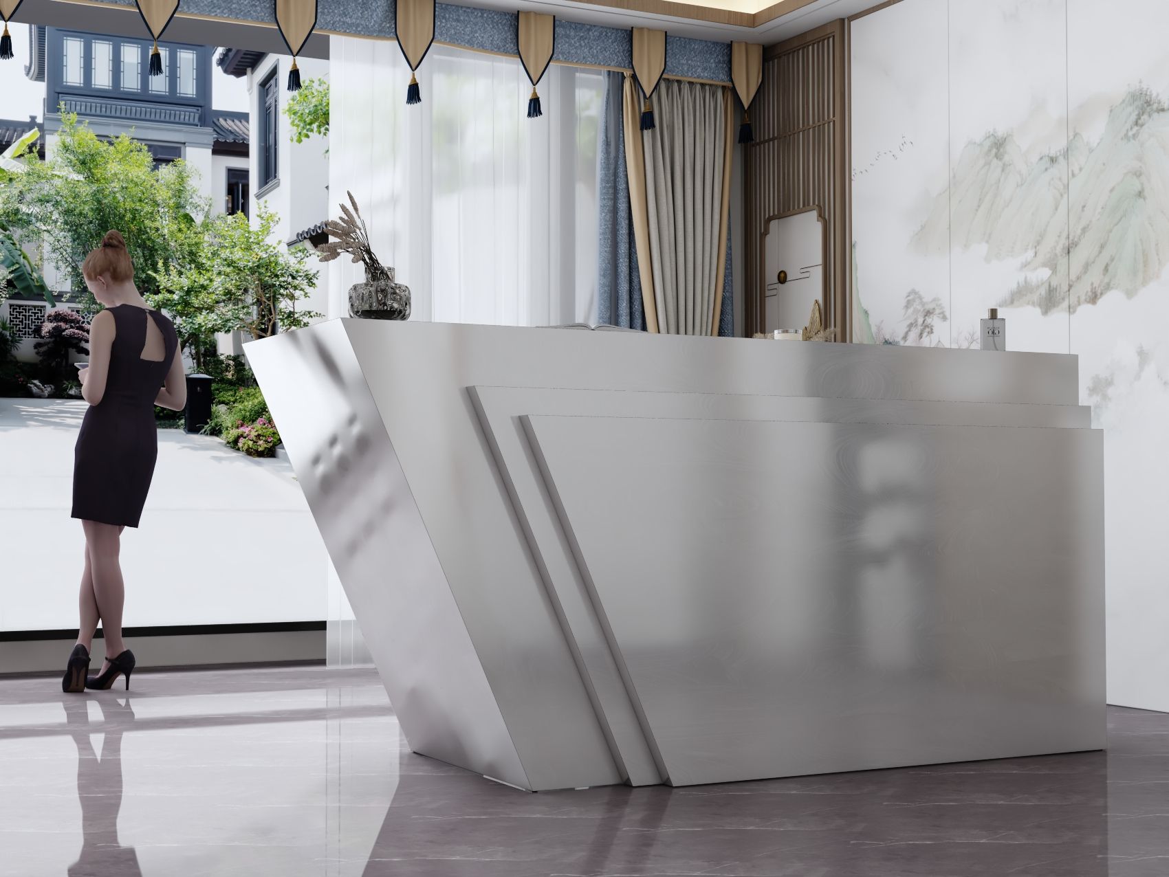 Recepcja do biura na zamówienie z wizualizacją 3D