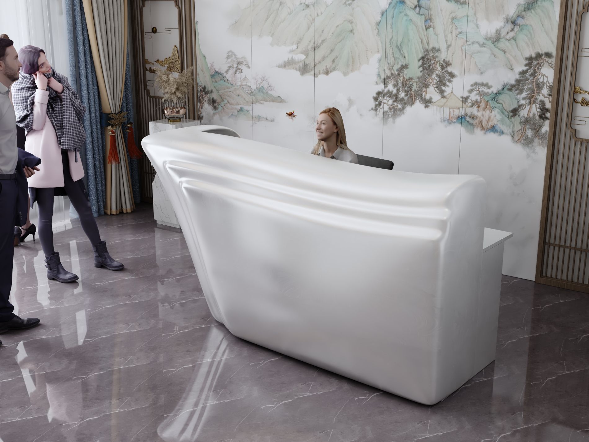 Funkcjonalna lada recepcyjna w biurze