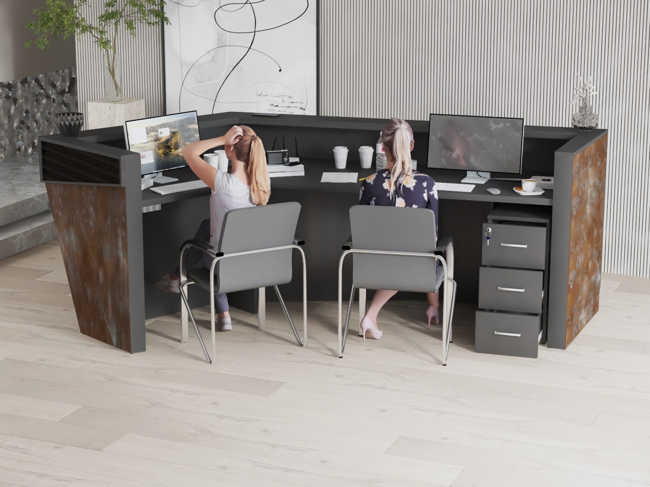 Lada recepcyjna hotelowa z wizualizacją 3D