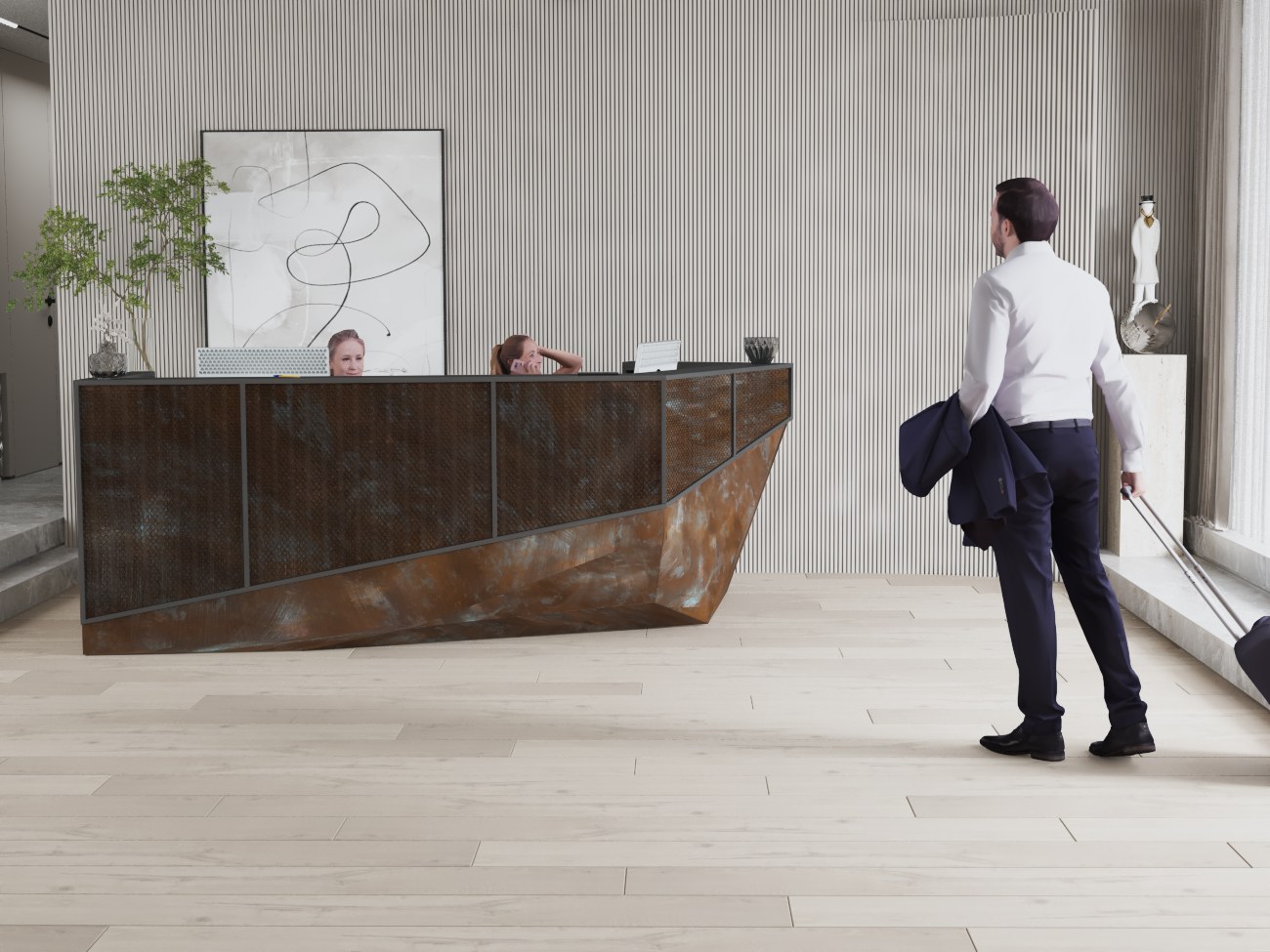 Lada recepcyjna hotelowa z wizualizacją 3D