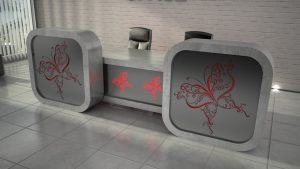 Minimalistyczna recepcja biurowa