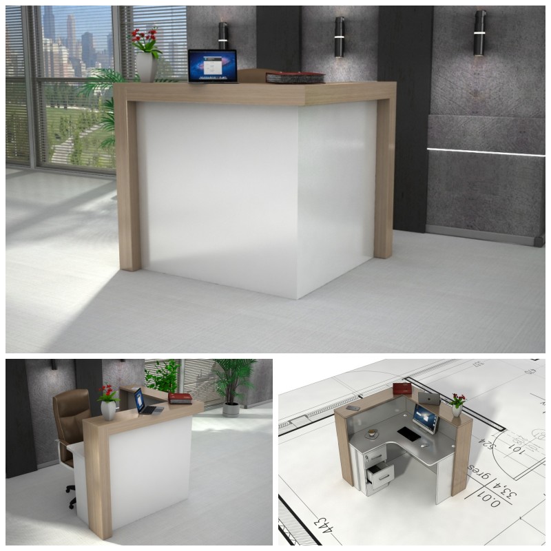 lada recepcyjna z oświetleniem