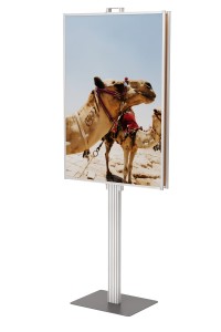 Stojak posiada stelaż składany. Dwustronny składany stojak ekspozytor na plakat 2 x B1 707x1000mm